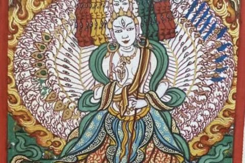 编号118-6142764：彩绘小唐卡-大白伞盖佛母（长方形·5*4CM左右）