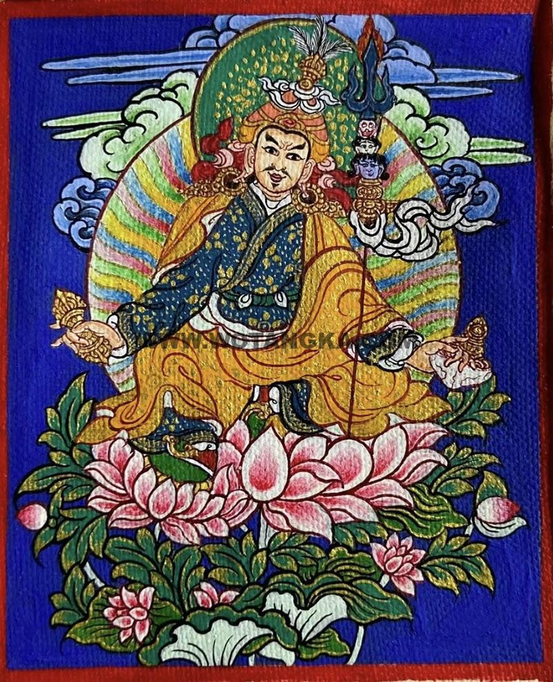 编号118-6203660：彩绘小唐卡-莲花生大士（长方形·5*4CM左右）
