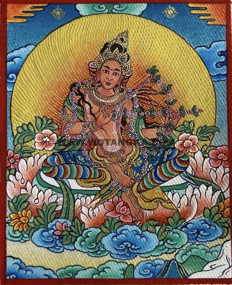 编号118-6395099：彩绘小唐卡-作明佛母（长方形·5*4CM左右）