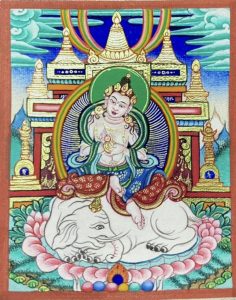 编号118-6790002:彩绘小唐卡-骑象普贤菩萨(长方形·5*4CM左右)