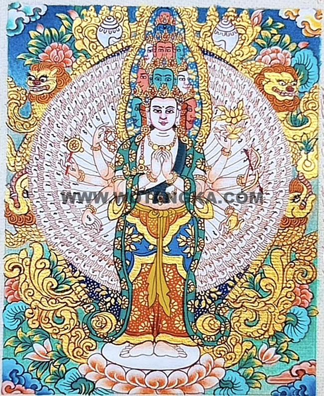 编号118-7093295：彩绘小唐卡-千手观音（长方形·5*4CM左右）