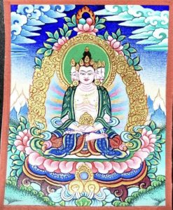 编号118-7209534：彩绘小唐卡-四面大日如来（长方形·5*4CM左右）