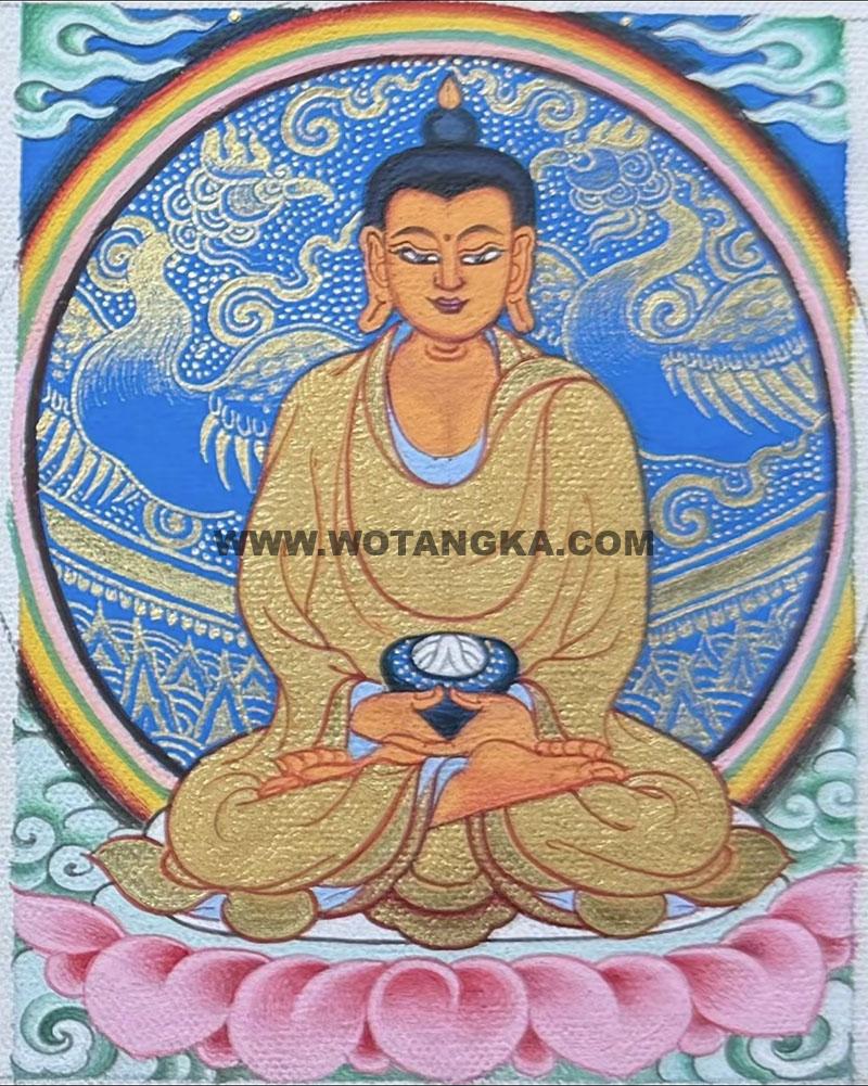 编号118-7337114：彩绘小唐卡-阿弥陀佛（长方形·5*4CM左右）