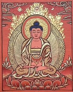 编号118-7509903：红金小唐卡-阿弥陀佛（长方形·5*4CM左右）