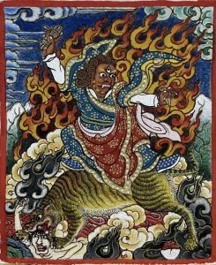 编号118-8060635:彩绘小唐卡-莲师忿怒金刚·多杰卓勒(长方形·5*4CM左右)