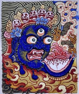 编号118-9112795:彩绘小唐卡-金刚手菩萨·佛头(长方形·5*4CM左右)