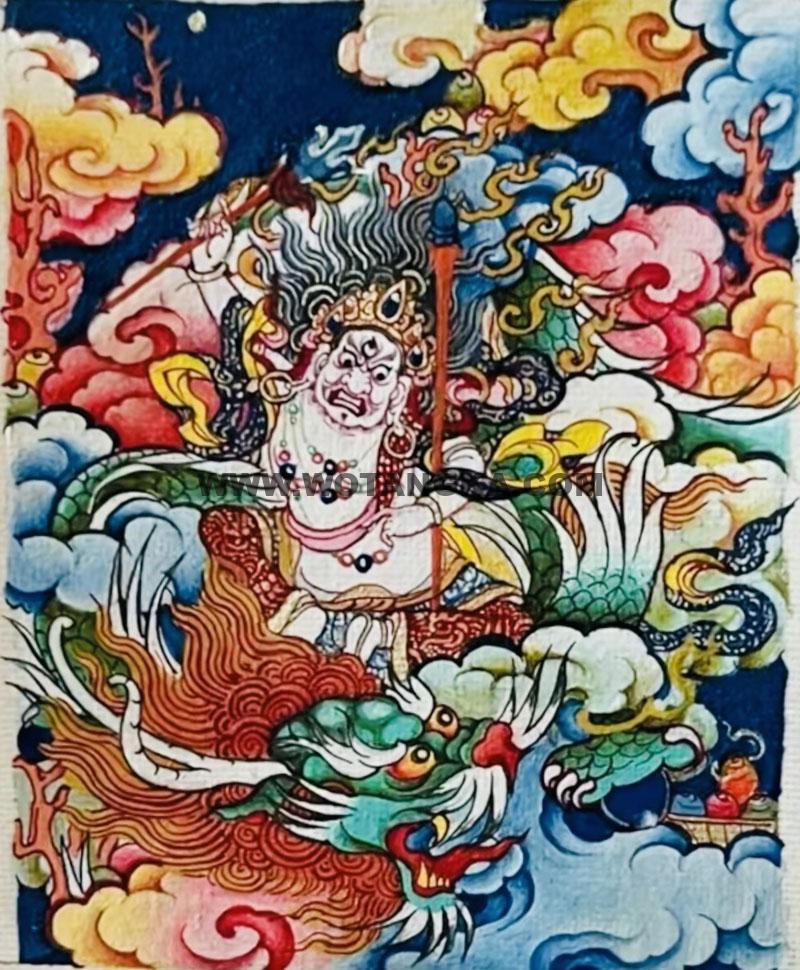 编号118-9193886：彩绘小唐卡-白财神（长方形·5*4CM左右）
