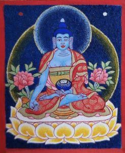 编号118-9195641:彩绘小唐卡-药师佛(长方形·5*4CM左右)