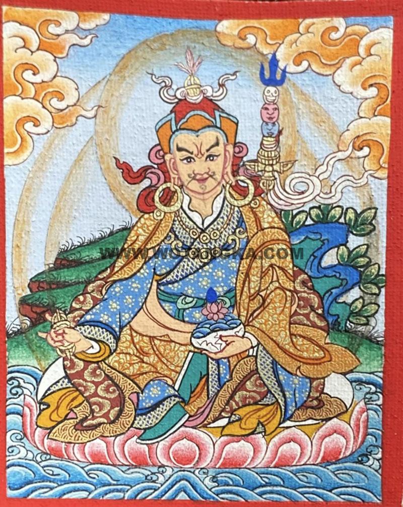 编号118-9239027：彩绘小唐卡-莲花生大士（长方形·5*4CM左右）
