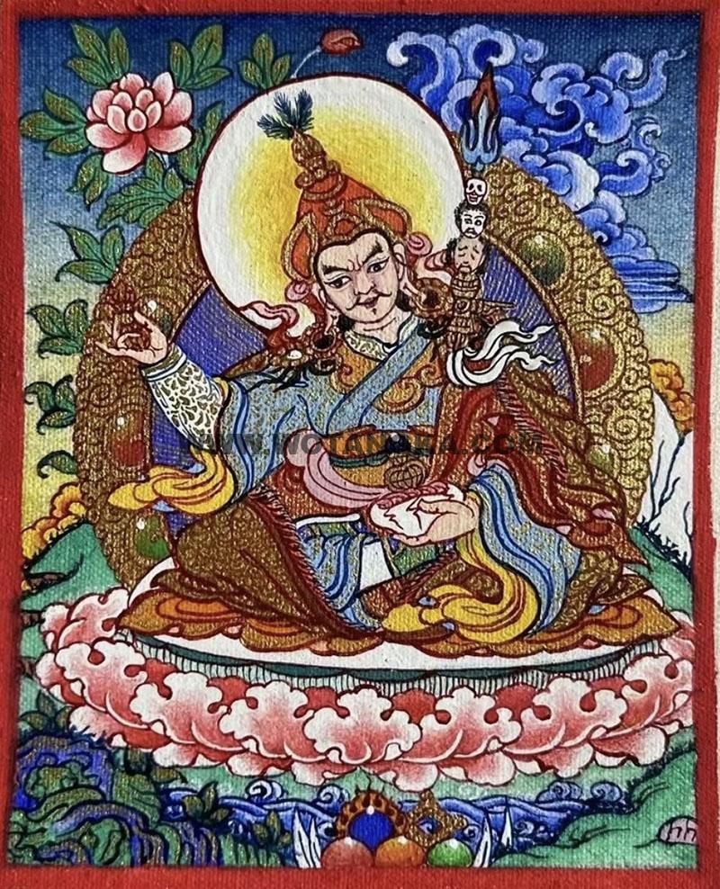 编号118-9371370：彩绘小唐卡-莲花生大士（长方形·5*4CM左右）