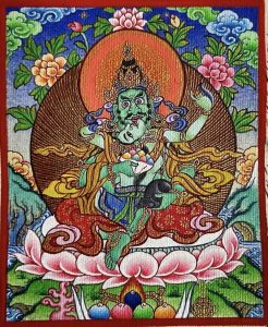 编号118-9425868:彩绘小唐卡-绿财神(长方形·5*4CM左右)