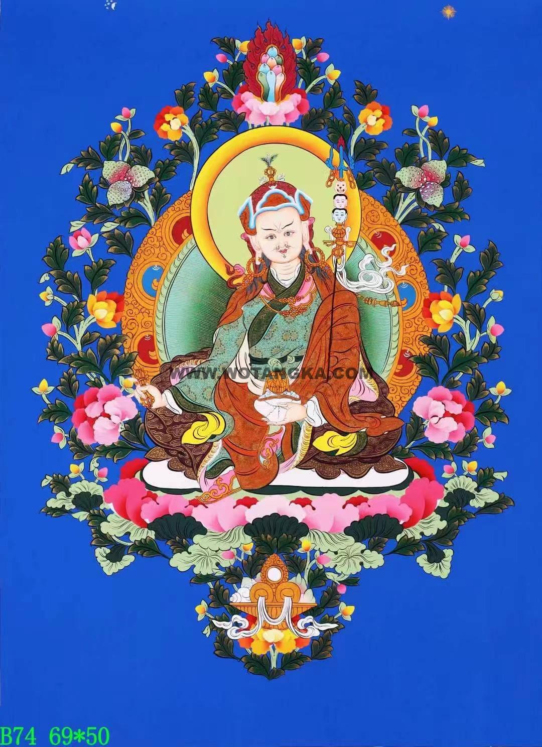 编号138-157498:彩绘唐卡-莲花生大士(69*50CM左右)