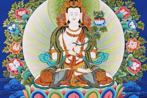 编号138-163823：彩绘唐卡-大势至菩萨（76*56CM左右）