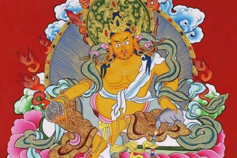 编号138-166723：红金唐卡-黄财神（60*45CM左右）