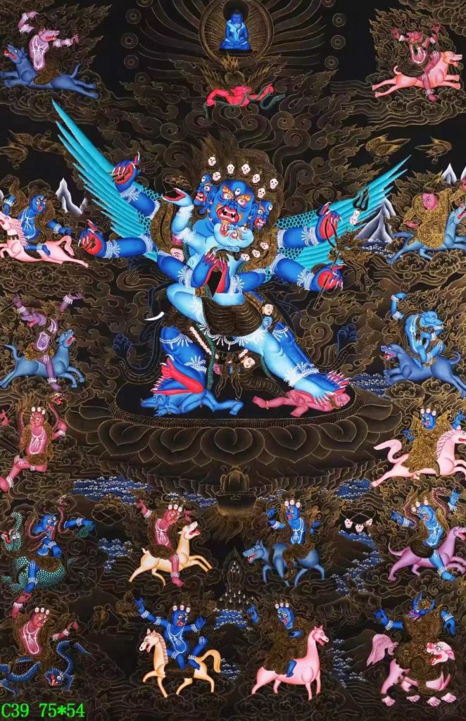 编号138-203600：黑金唐卡-普巴金刚（75*54CM左右）