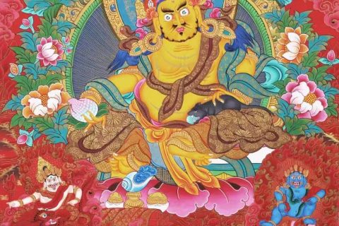 编号138-224360：红金唐卡-黄财神·五方财神（75*53CM左右）