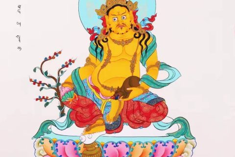 编号138-343757：彩绘唐卡-黄财神（60*45CM左右）