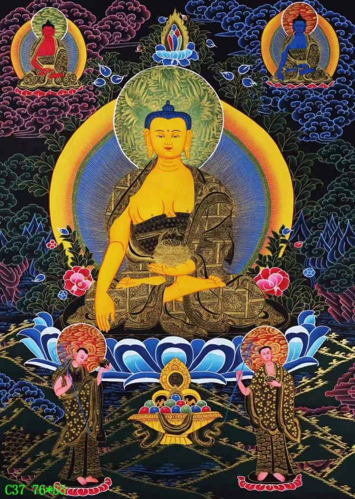编号138-471335：黑金唐卡-释迦牟尼佛（76*55CM左右）