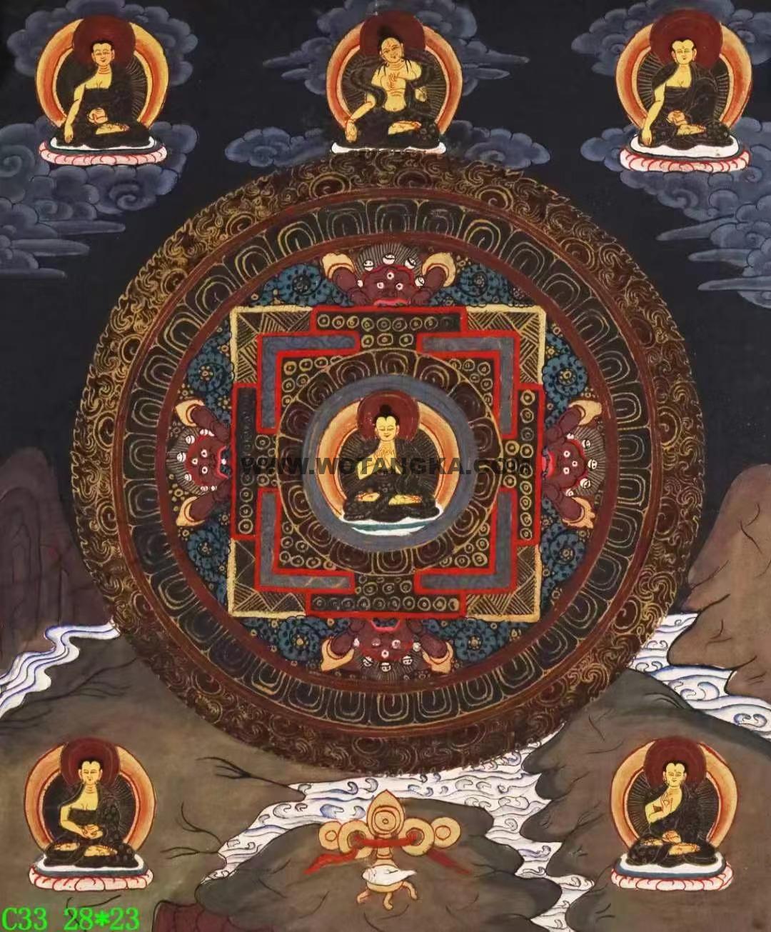 编号138-527343:彩绘唐卡-大日如来·曼茶罗坛城(28*23CM左右)
