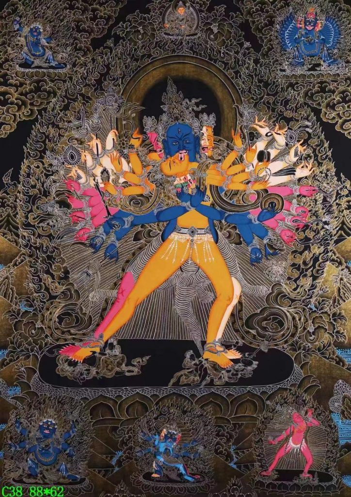 编号138-655175：彩绘唐卡-时轮金刚（88*62CM左右）