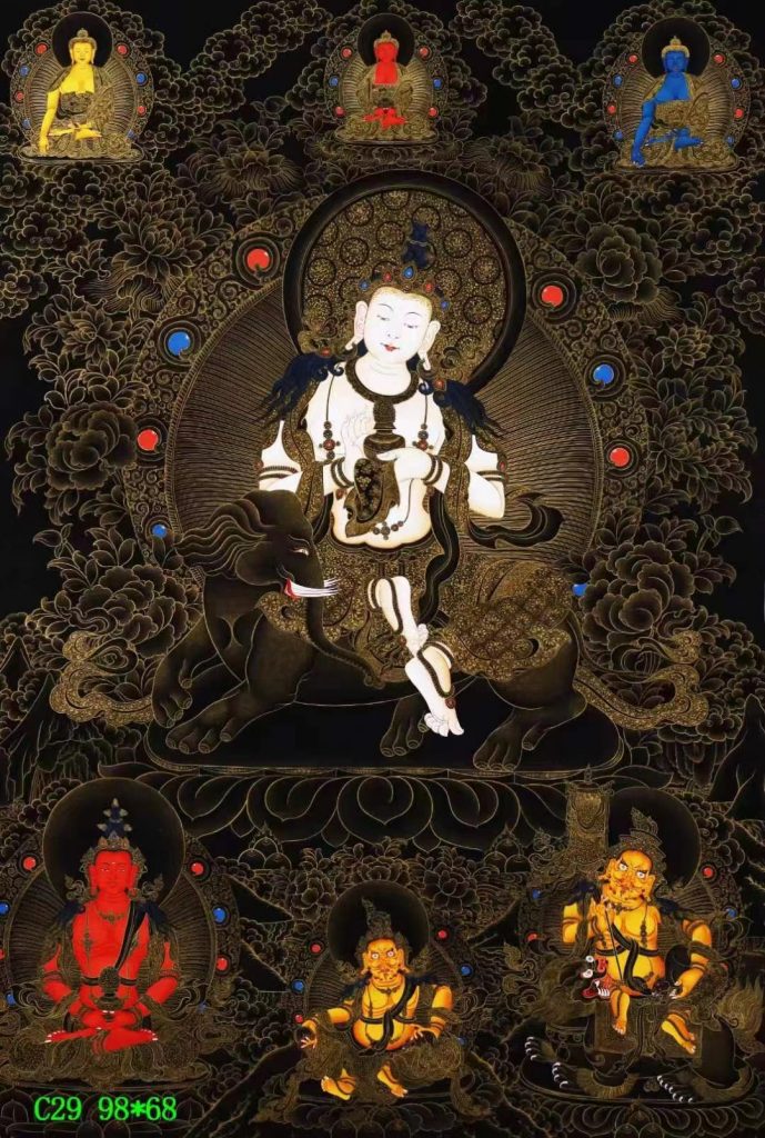 编号138-831230：黑金唐卡-普贤菩萨（98*68CM左右）