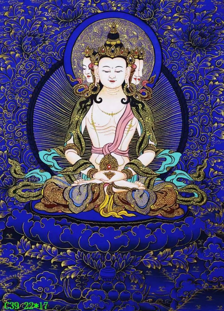 编号138-834511：蓝金唐卡-四面大日如来（22*17CM左右）