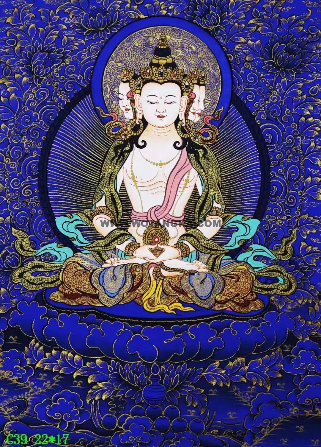 编号138-834511：蓝金唐卡-四面大日如来（22*17CM左右）