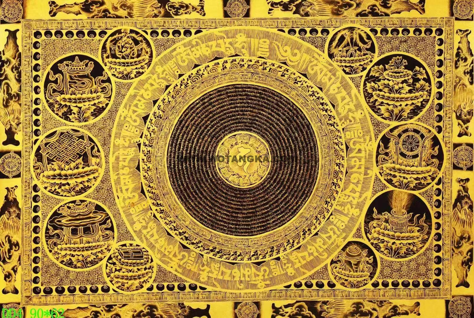 编号138-857328：黑金唐卡-吉祥八宝坛城（62*90CM左右）