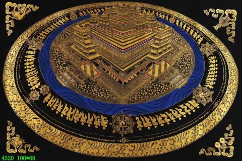 编号138-945014：黑金唐卡-立体时轮金刚坛城（100*68CM左右）