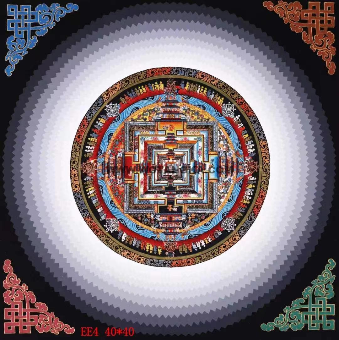 编号138-960440：彩绘唐卡-时轮金刚坛城（40*40CM左右）