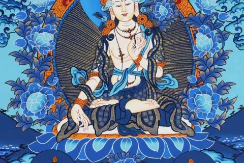 编号138-983698：蓝金唐卡-白度母（60*45CM左右）