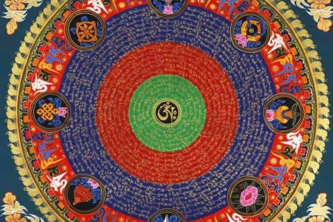 编号138-997378：彩绘唐卡-吉祥八宝坛城（70*70CM左右）