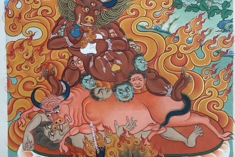 编号188-264568：彩绘唐卡-红阎魔敌（80*60CM左右）