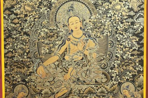 编号188-267966：黑金唐卡-绿度母（80*60CM左右）