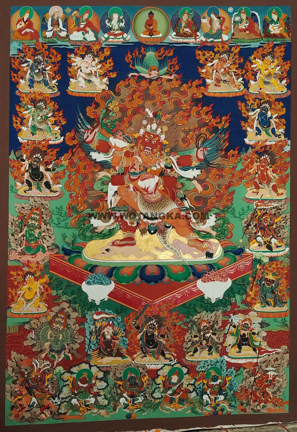 |已结缘·可定制|唐卡寄卖编号:JM·188-299546-马头明王大荟供护法众神平安供养图(彩唐)