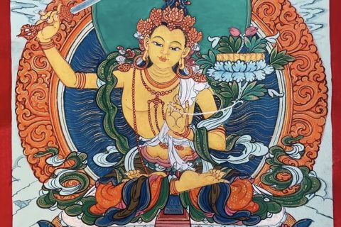 编号188-313341：彩绘唐卡-文殊菩萨（30*20CM左右）