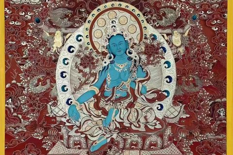 编号188-381172：红金唐卡-绿度母（100*70CM左右）