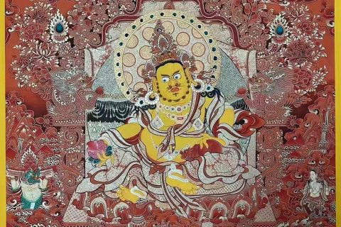 编号188-425634：红金唐卡-黄财神·五方财神（100*70CM左右）