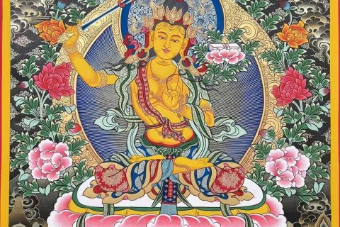 编号188-627880：黑金唐卡-文殊菩萨（70*50CM左右）