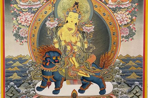 编号188-659052：彩绘唐卡-文殊菩萨·五部文殊（100*70CM左右）