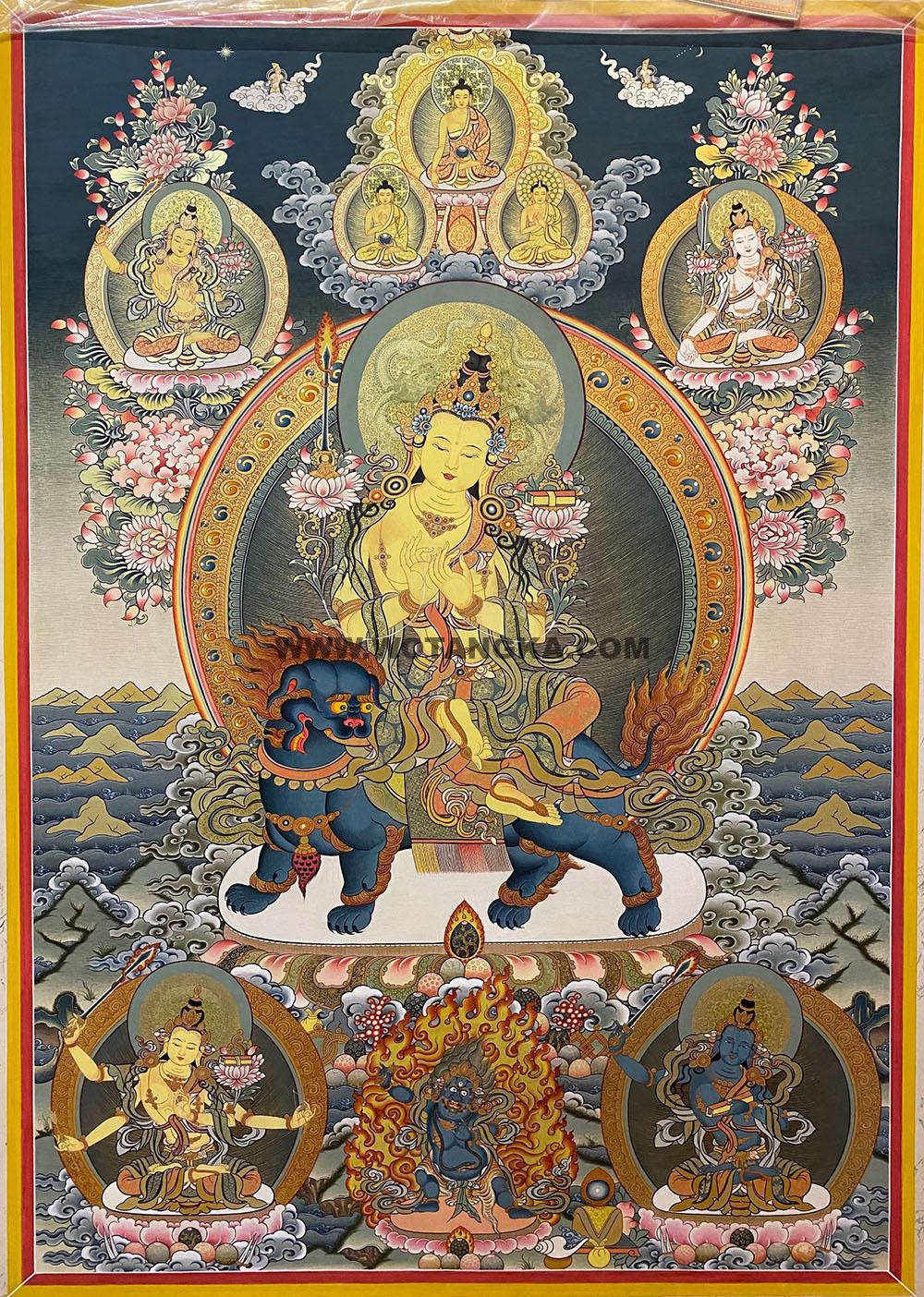 编号188-659052:彩绘唐卡-文殊菩萨·五部文殊(100*70CM左右)
