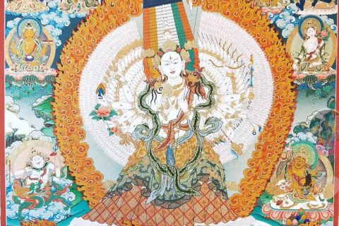 编号188-676339：彩绘唐卡-大白伞盖佛母（100*70CM左右）