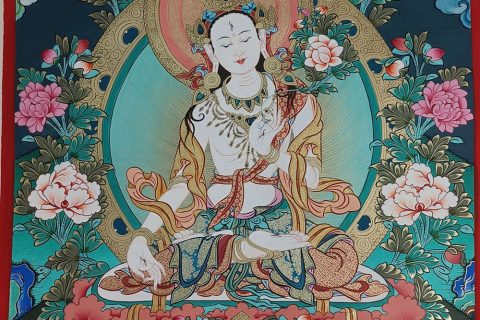 编号188-676499：彩绘唐卡-白度母（60*45CM左右）