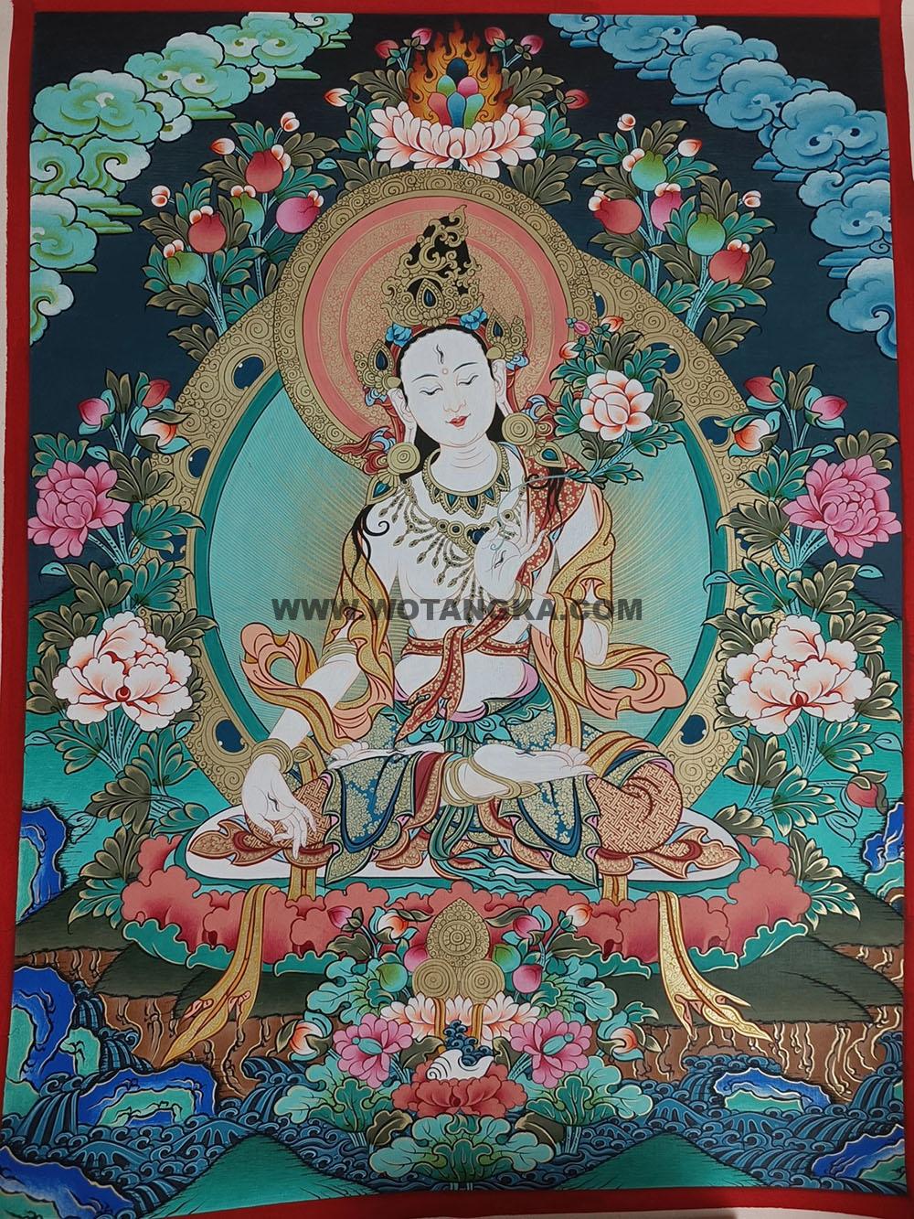 编号188-676499:彩绘唐卡-白度母(60*45CM左右)