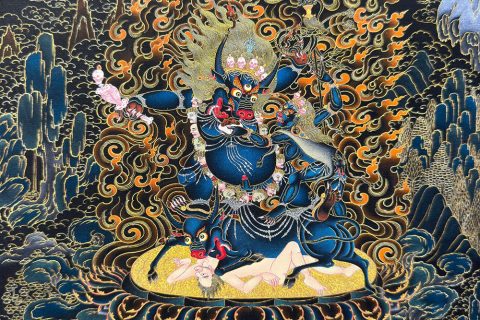 编号188-783851：黑金唐卡-外阎罗护法（80*60CM左右）