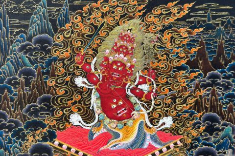 编号188-820046：黑金唐卡-惹呼拉（80*60CM左右）