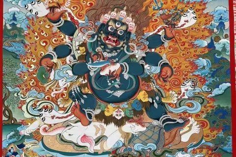 编号188-829201：彩绘唐卡-六臂玛哈嘎拉（80*60CM左右）