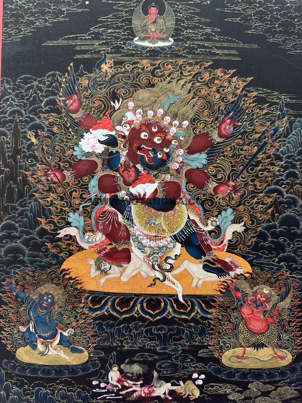 编号188-863287:黑金唐卡-马头明王(80*60CM左右)