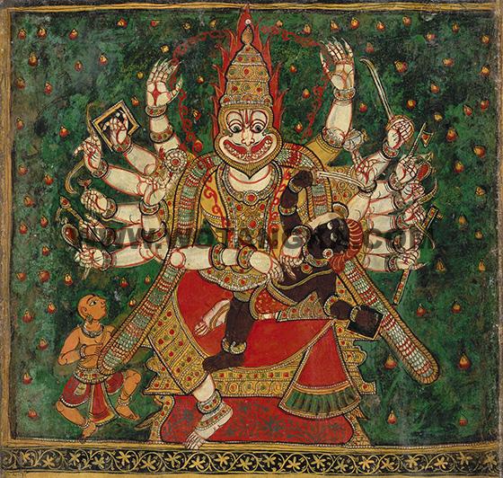 沃唐卡编号AC33784：人狮那罗辛哈击杀阿修罗