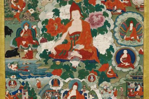 沃唐卡编号AC85188：莲花生大师与王臣二十五弟子